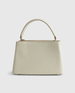 Cream Monogram Pocket Front Charmed Tote Bag