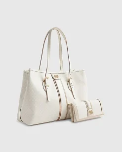 Cream Monogram Print Bundle Shopper Bag