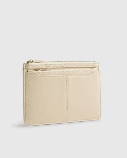 Cream Monogram Print Travel Wallet