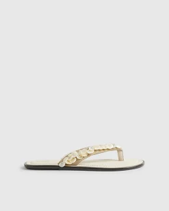 Cream Mother Of Pearl Toe Thong Flip Flops
