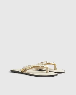 Cream Mother Of Pearl Toe Thong Flip Flops