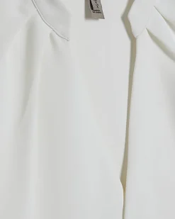 Cream Notch Neck Short Sleeve Top