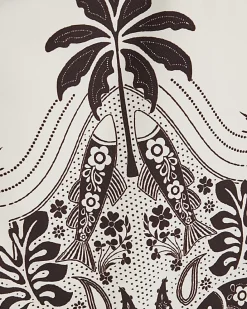 Cream One Shoulder Print Swimsuit