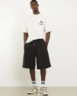 Cream Oversized Fit Heavyweight Print T-Shirt