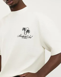Cream Oversized Fit Heavyweight Print T-Shirt