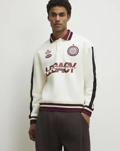 Cream Oversized Fit Legacy Blocked Rugby Top