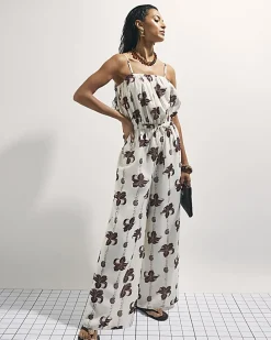 Cream Palm Print Jumpsuit