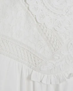 Cream Patchwork Lace Midi Dress