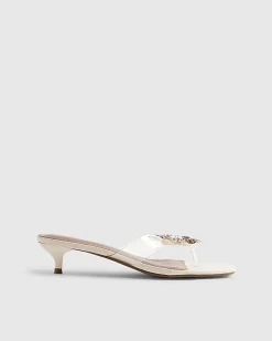 Cream Perspex Toe Thong Butterfly Heels