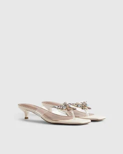 Cream Perspex Toe Thong Butterfly Heels