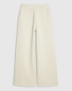 Cream Petite Jacquard Wide Trouser