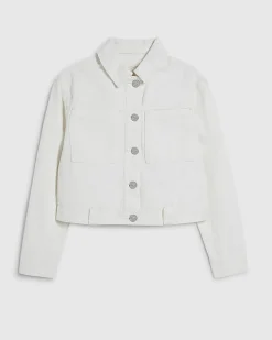 Cream Pocket Front Denim Jacket