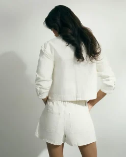 Cream Pocket Front Denim Jacket