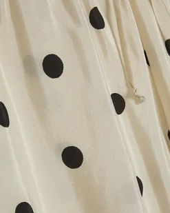 Cream Polka Dot Print Wide Leg Trousers