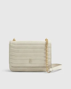 Cream Quilted Chain Shoulder Bag