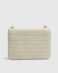 Cream Quilted Chain Shoulder Bag