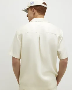 Cream Regular Fit Embroidered Script Shirt