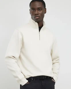 Cream Regular Fit Funnel Neck Sweatshirt