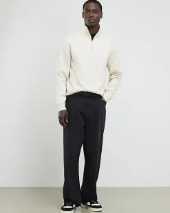 Cream Regular Fit Funnel Neck Sweatshirt