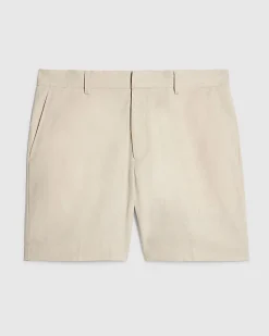 Cream Regular Fit Linen Blend Shorts