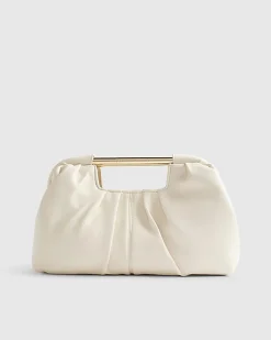 Cream Ruched Clutch Bag