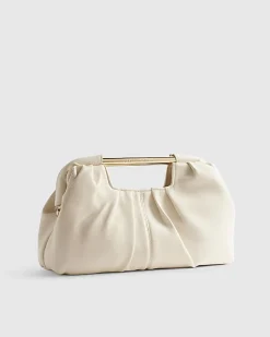 Cream Ruched Clutch Bag