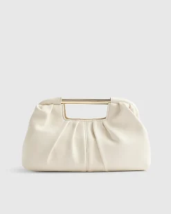 Cream Ruched Clutch Bag