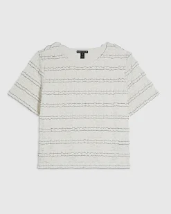 Cream Ruffle Textured Top