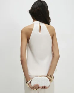 Cream Satin Halter Neck Top
