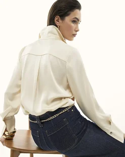 Cream Satin Long Sleeve Shirt