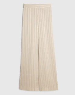 Cream Satin Stripe Trousers