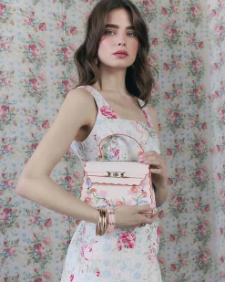 Cream Scallop Mini Charm Tote Bag