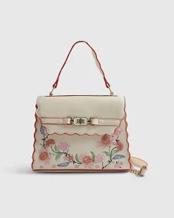 Cream Scallop Mini Charm Tote Bag