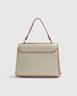 Cream Scallop Mini Charm Tote Bag