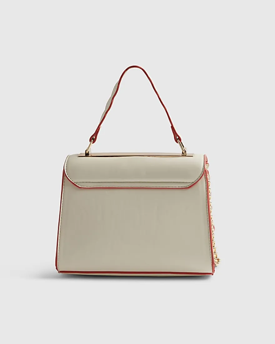 Cream Scallop Mini Charm Tote Bag