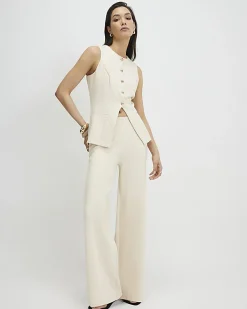 Cream Scallop Ponte Waistcoat