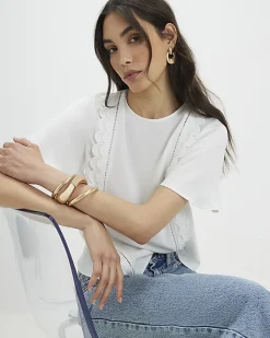 Cream Scallop T-Shirt
