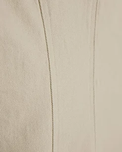 Cream Seamed Short Sleeve Denim Dress
