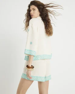 Cream Sequin Embellished Shirt