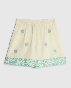 Cream Sequin Embellished Shorts