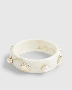 Cream Shell Cream Resin Bangle