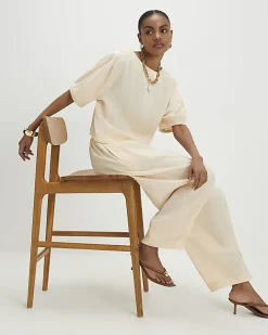 Cream Shimmer Balloon Leg Trousers