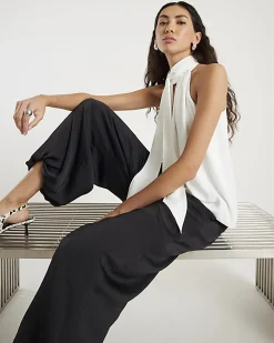 Cream Sleeveless Halter Neck Blouse