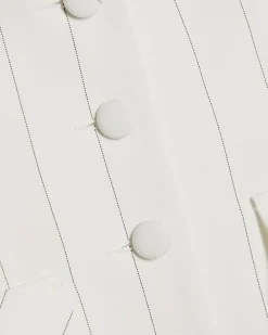 Cream Sleeveless Striped Longline Waistcoat