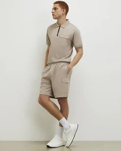 Cream Slim Fit Nylon Pocket Polo Shirt