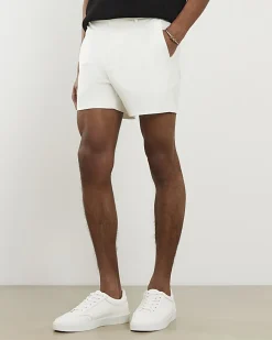 Cream Slim Short Length Stretch Chino Shorts