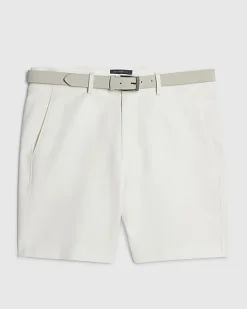 Cream Slim Stretch Chino Short with Belt