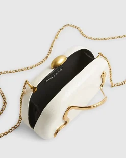 Cream Snake Clutch Bag