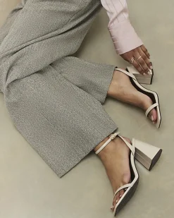 Cream Strappy Block Heel Sandals
