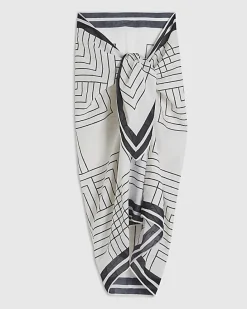 Cream Stripe Geometric Sarong
